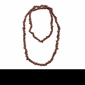 Long Brown Bead Necklace – Natural Boho Style – Earth Tone 20 inch